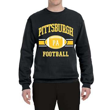 Wild Bobby City of Pittsburgh Pit American Football Fantasy Fan Sports Unisex Crewneck Graphic Sweatshirt, Black, Medium