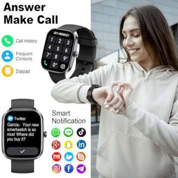 Smart Watch(Answer/Make Call), 1.91" Smartwatch for Men Women, NEW Fitness Watch with 110+ Sport Modes, Fitness Activity Tracke with Pedometer/Sleep Monitor/Heart Rate/IP68 Waterproof, for Android iOS