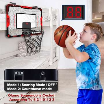 Basketball Hoop Indoor for 5 6 7 8 9 10+ Year Old Boys Kids, Mini Basketball Hoop with Electronic Scoreboard Over The Door, Sport Toys Birthday Gift