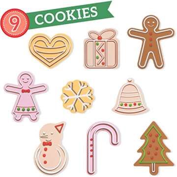 Imagination Generation - Christmas Cookies - Wooden Play Food Set of Gingerbread Cookies with Cookie Box - Perfect Christmas Stocking Stuffers for Kids Ages 3+ - 9 Piece Set with Gift Box