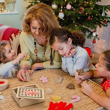 Imagination Generation - Christmas Cookies - Wooden Play Food Set of Gingerbread Cookies with Cookie Box - Perfect Christmas Stocking Stuffers for Kids Ages 3+ - 9 Piece Set with Gift Box