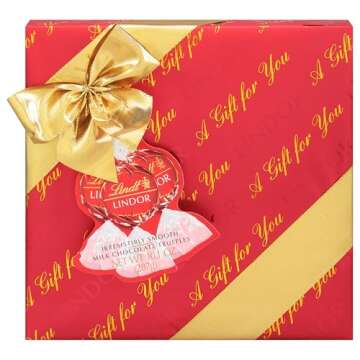 Lindt LINDOR Holiday Milk Chocolate Candy Truffles Wrapped Gift Box, Milk Chocolate with Smooth, Melting Truffle Center, 10.1 oz.