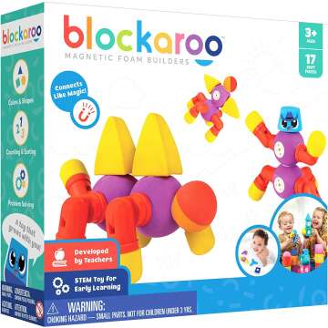 Blockaroo Magnetic Foam Building Blocks - STEM Bath Toy Set for Kids