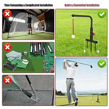 KIDZIES Golf Swing Trainer Aid - Durable Iron Practice Golf Swing Training Aid - Golf Accessories for Kids & Youth with Replacement Ball Included & Height Adjustment Golf Accessories for Gift