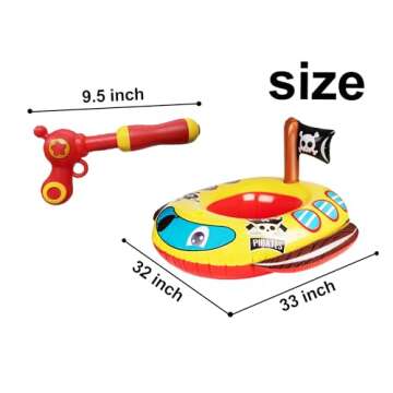 Pool Floats Kids with Water Gun, Pirate Ship Float for Toddler, Blow Up Swimming Pool Toys, Summer Fun Pool Inflatables Floaties for Boys Girls and Child, Outdoor Water Toys for Kids Ages 3-5 4-8