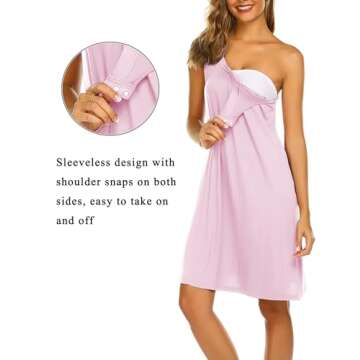 Ekouaer Nursing Nightgown Labor/Delivery/Hospital Gown Sleeveless Maternity Nursing Dresses Breastfeeding with Button Rose Pink M