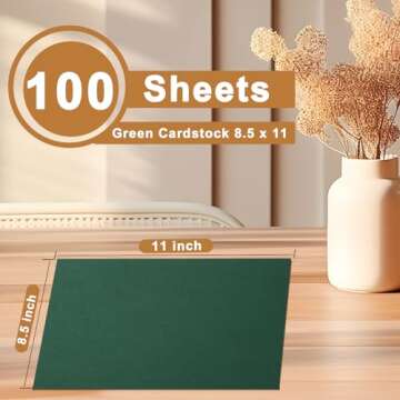 Silunkia 100 Sheets Dark Green Cardstock 8.5 x 11 Crafting Paper, 200gsm/75lb Heavyweight Paper Christmas Green Card Stock for DIY Cards Making, Greeting Cards, Invitations, Party Decorations, Menus