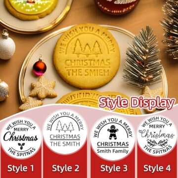 Personalized Christmas Cookie Stamp with Cutter, Custom Merry Christmas Cookies with Your Family's Last Name, Handcrafted Gift for Baking, Holiday Decorating, Bakers - Merry Christmas Cookie Stamp