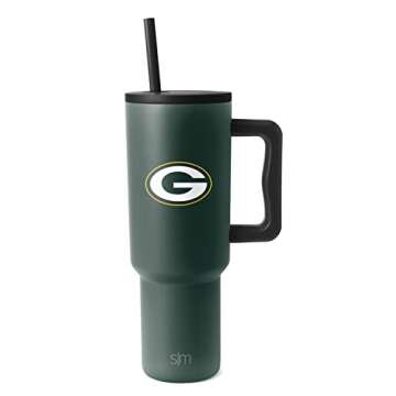 Simple Modern Officially Licensed NFL 40oz Tumbler with Handle and Straw Lid | Football Thermos Gifts for Men, Women, Christmas | Trek Collection | Green Bay Packers