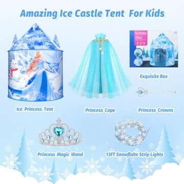 HopeRock Frozen Kids Tent, Frozen Toy for Girls with Snowflake Lights, Ice Castle Kids Play Tent for Indoor Outdoor Games Kids Pop Up Tents for Girls, Christmas Birthday Gifts Princess Tent for Girls