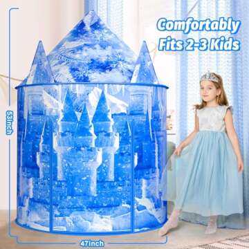 HopeRock Frozen Kids Tent, Frozen Toy for Girls with Snowflake Lights, Ice Castle Kids Play Tent for Indoor Outdoor Games Kids Pop Up Tents for Girls, Christmas Birthday Gifts Princess Tent for Girls