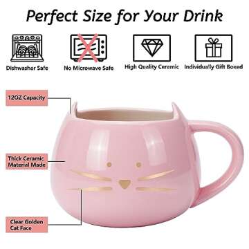 Koolkatkoo Cat Mug Cute Ceramic Coffee Mugs Hidden 3D Animal Inside Mug Novelty Tea Cup Pink Mug for Women Girl Mothers Day Gifts Cat Gifts for Cat Lovers Holiday Christmas Gifts Birthday Gifts 12 oz