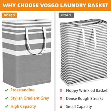 VOSGO Laundry Basket, 3-Pack 75L Waterproof Laundry Hamper, Collapsible Laundry Bag with Extended Handles, Organization Baskets for Clothes Toys, Family Dorm Room & Laundry Room Essentials, Grey