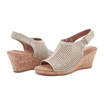 Rockport Briah Perf Sling Wedge Sandal - 8.5 US Taupe