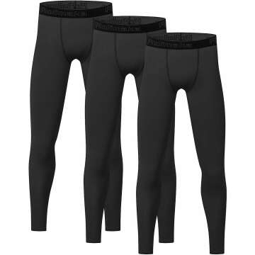 4 or 3 Pack Youth Boys' Compression Leggings Tights Athletic Pants Sports Base Layer for Kids Cold Gear
