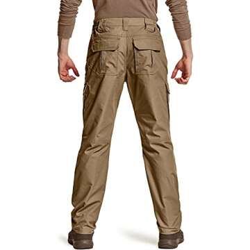 CQR Men's Tactical Pants, Water Resistant Ripstop Cargo Pants, Lightweight EDC Work Hiking Pants, Outdoor Apparel, Ripstop Mag Pocket Coyote, 36W x 32L