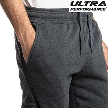 Ultra Performance 3 Pack Fleece Active Tech Joggers for Men, Mens Sweatpants with Zipper Pockets