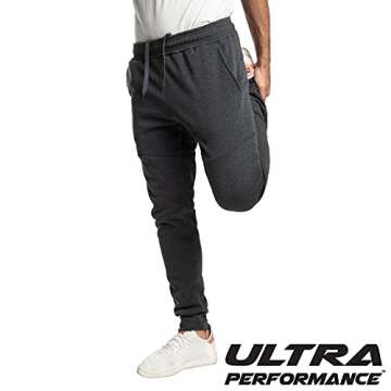 Ultra Performance 3 Pack Fleece Active Tech Joggers for Men, Mens Sweatpants with Zipper Pockets