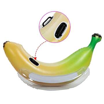 Sloosh Inflatable Banana Pool Float - Giant Banana Funny Pool Floats Swimming Pool Party Decorations, Blow Up Ride on Pool Toys Rafts Lounge for Kids Adults Gifts Beach Lake Seasonal Merriment