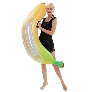 Sloosh Inflatable Banana Pool Float - Giant Banana Funny Pool Floats Swimming Pool Party Decorations, Blow Up Ride on Pool Toys Rafts Lounge for Kids Adults Gifts Beach Lake Seasonal Merriment