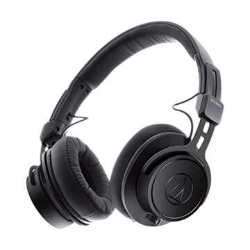 Audio-Technica M Series Remastered ATH-M60x Closed-Back On-Ear Dynamic Monitor Headphones with Detachable Cables, Black