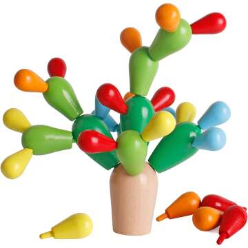 Wooden Rainbow Cactus Toy