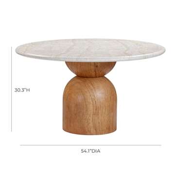 Tov Furniture Cynthia Travertine Concrete Indoor/Outdoor 54" Round Dining Table