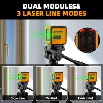 RONGPRO Laser Level Self Leveling - 98Ft/30M Dual Modules Green Cross Line Laser Leveler Tool for Indoor Outdoor Construction Picture Hanging Home Renovation