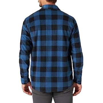 Wrangler Authentics Men's Long Sleeve Heavyweight Fleece Shirt Blue Buffalo Plaid Small