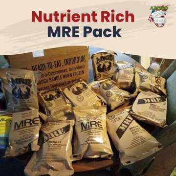 U.S. Military Meals Ready to Eat (12 Packs) - Flameless Heaters, Freeze Dried Meals w/Entree, Side Dishes, & More - MRE Packs for Emergency Survival, Hunting, & More - Inspection Date 2023 or Better