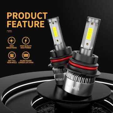 MIFMIA 9007 LED Bulbs, 25000LM 700% Brighter 6500K Cool White Backup LED Exterior Fog Lights, 9007 HB5 Bulbs Plug-N-Play IP68 Waterproof, Pack of 2