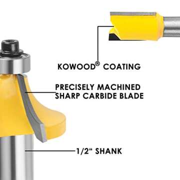 KOWOOD Router Bits Set of 12 Pieces 1/2 Inch Woodwork Tools for Beginners…