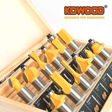 KOWOOD Router Bits Set of 12 Pieces 1/2 Inch Woodwork Tools for Beginners…