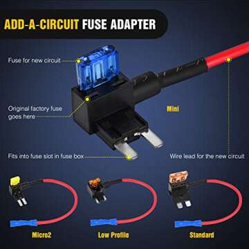 Nilight 12 Pack 12V Car Add-a-Circuit Fuse Tap Standard Mini Micro2 and Low Profile Fuse Taps 4 Types ATO ATC ATM APM Fuse Holder for Cars Trucks Boats