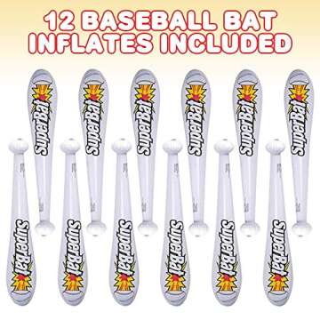 ArtCreativity 22 Inch Inflatable Baseball Bats for Kids, (Pack of 12), Baseball Goodie Bags Favors & Superhero Birthday Boy Party Favors, Inflatable Toys for Kids, Carnival Party Prizes for Kids