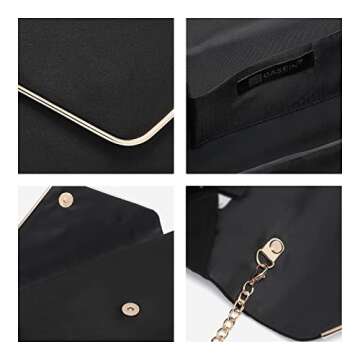 Dasein Velvet Evening Clutch for Women - Black