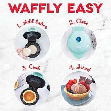 DASH Mini Waffle Bowl Maker for Breakfast, Burrito Bowls, Ice Cream and Other Sweet Desserts, Recipe Guide Included - Aqua