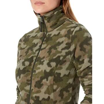 Amazon Essentials Women's Classic-Fit Full-Zip Polar Soft Fleece Jacket (Available in Plus Size), Green Camo, X-Small