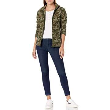 Amazon Essentials Women's Classic-Fit Full-Zip Polar Soft Fleece Jacket (Available in Plus Size), Green Camo, X-Small