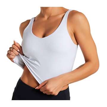 Dragon Fit Sports Bra for Women Longline Padded Bra Yoga Crop Tank Tops Fitness Workout Running Top (Medium, White)