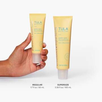 TULA Skin Care Protect + Glow Daily Sunscreen Gel Broad Spectrum SPF 30 - Skincare-First, Non-Greasy, Non-Comedogenic & Reef-Safe with Pollution & Blue Light Protection, Supersize, 3.38 oz