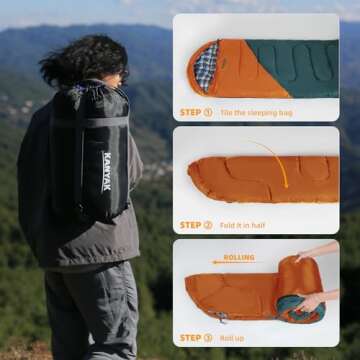 KANYAK Outdoor Rectangular Sleeping Bag, Splicable Sleeping Bag with Anti-snag Zippers, Camping Gear Equipment for Outdoor Lovers