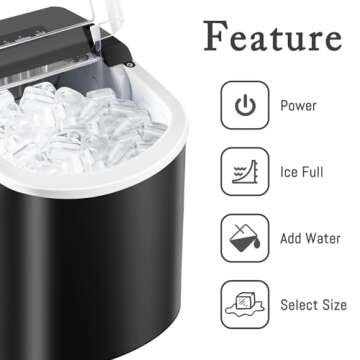 HAILANG Countertop Ice Maker, Portable Ice Machine with Handle, Self-Cleaning, 26lbs in 24Hrs, 2 Sizes Bullet Shaped Ice, 9 Ice Cubes in 6 Mins with Scoop and Basket for Home/Kitchen/Office/Bar