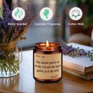 GSPY Scented Candles - 70th Birthday Gifts for Women, Men - 70 Years Old Birthday Gifts, Funny 70th Birthday Gifts for Women Friends, Mom, Dad, Grandma, Grandpa, Her, Him