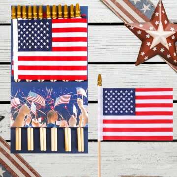 12 Pcs Small American Flags On Stick,Patriotic Decorations Small USA Flags On Stick，Mini American 4''x6'' Flag, Fourth Of July Flags For Outside Patriotic Holiday Yard Patio,Labor Day Decorations