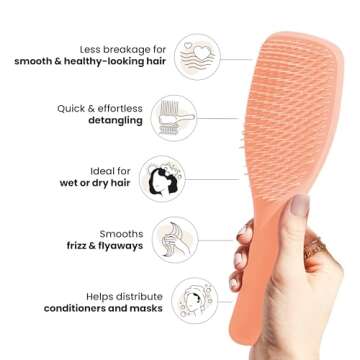 Tangle Teezer Ultimate Detangler Hairbrush for Wet & Dry Hair, Eliminates Knots & Reduces Breakage for All Hair Types, Amazon Exclusive Apricot