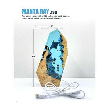 Manta Rays Wood Resin Lamp