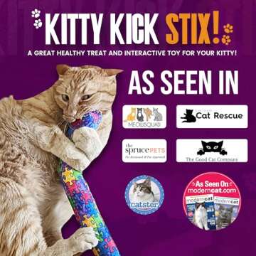 Kitty Kick Stix 15" Original Catnip Kicker Toy (Set of 2), Handmade in USA by Cat Lovers, Interactive Natural Cat & Kitten Toy, Packed with 100% Potent Catnip for All Breeds (Cat Selfie)