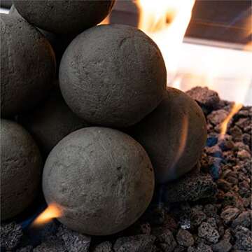 Ceramic Fire Balls | Set of 20 | Modern Accessory for Indoor and Outdoor Fire Pits or Fireplaces – Brushed Concrete Look | Charcoal Gray, 3 Inch