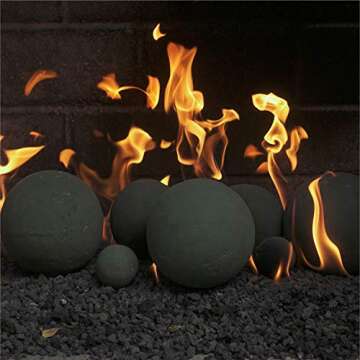 Ceramic Fire Balls | Set of 20 | Modern Accessory for Indoor and Outdoor Fire Pits or Fireplaces – Brushed Concrete Look | Charcoal Gray, 3 Inch